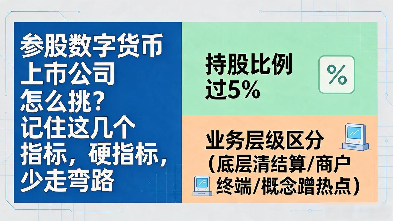 参股数字货币上市公司怎么挑？记住这几个硬指标，少走弯路