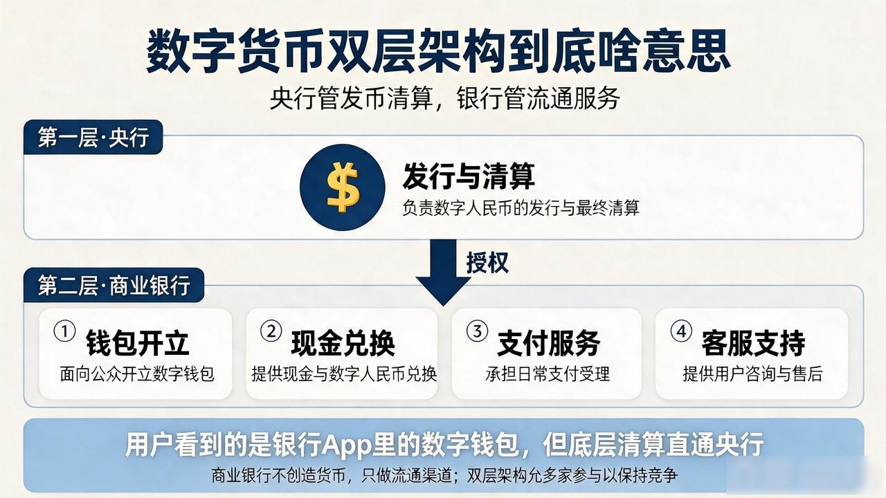 数字货币双层架构到底啥意思：央行管发币清算，银行管流通服务
