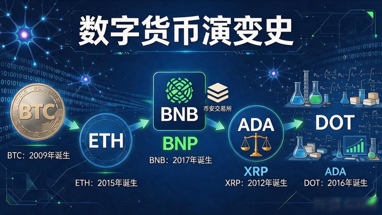 数字货币前十种变化史：BTC、ETH到SOL，十年怎么变的