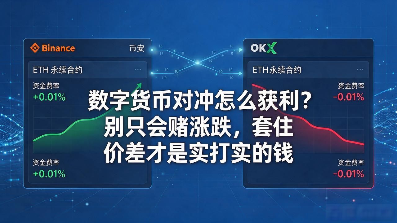 数字货币对冲怎么获利？别只会赌涨跌，套住价差才是实打实的钱